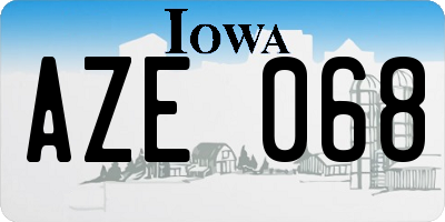 IA license plate AZE068