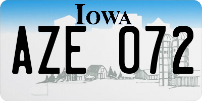 IA license plate AZE072