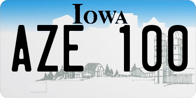 IA license plate AZE100