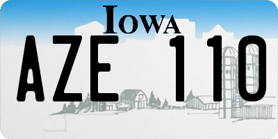 IA license plate AZE110