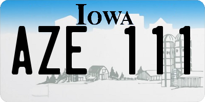 IA license plate AZE111
