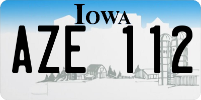 IA license plate AZE112