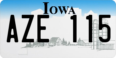 IA license plate AZE115