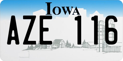 IA license plate AZE116