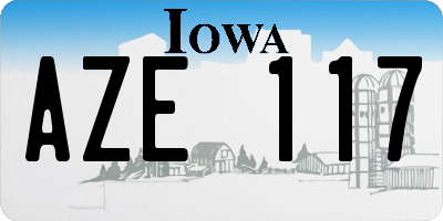 IA license plate AZE117