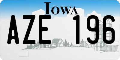 IA license plate AZE196