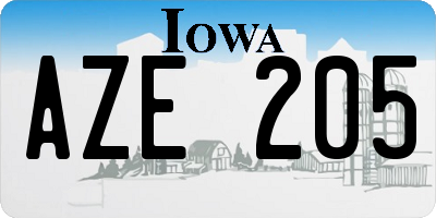 IA license plate AZE205