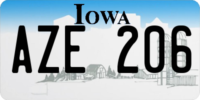 IA license plate AZE206