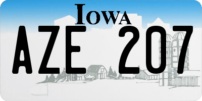 IA license plate AZE207