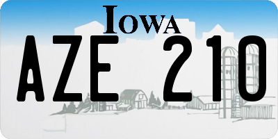 IA license plate AZE210