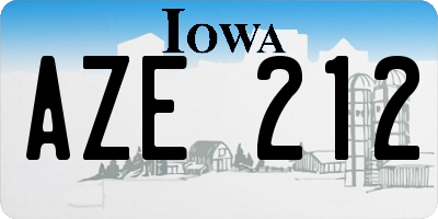 IA license plate AZE212