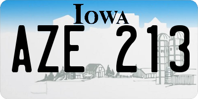 IA license plate AZE213