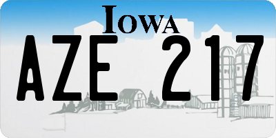 IA license plate AZE217