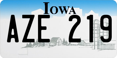 IA license plate AZE219