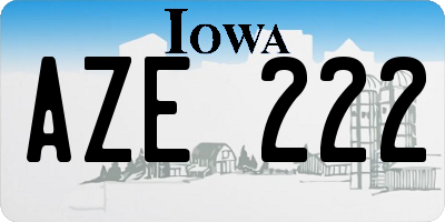 IA license plate AZE222