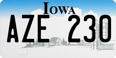 IA license plate AZE230