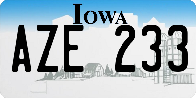 IA license plate AZE233