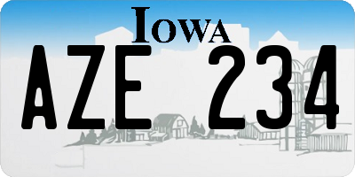 IA license plate AZE234