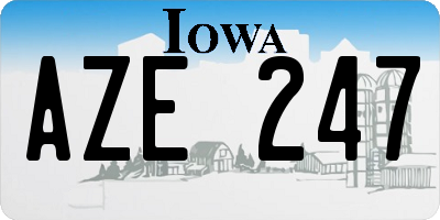 IA license plate AZE247