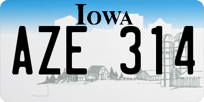 IA license plate AZE314