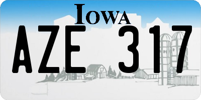 IA license plate AZE317