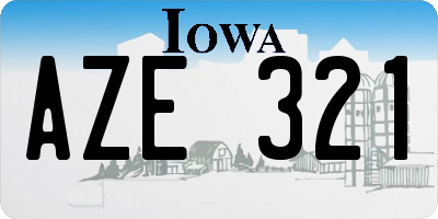 IA license plate AZE321