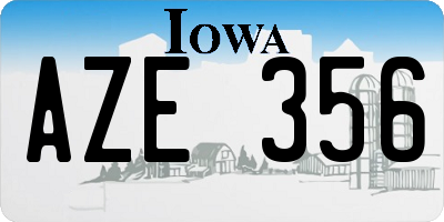 IA license plate AZE356
