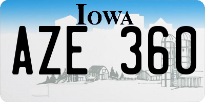 IA license plate AZE360
