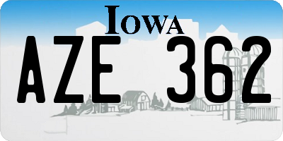 IA license plate AZE362