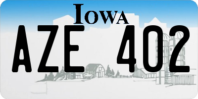 IA license plate AZE402