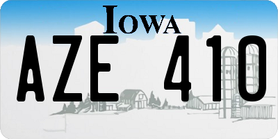 IA license plate AZE410