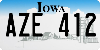 IA license plate AZE412