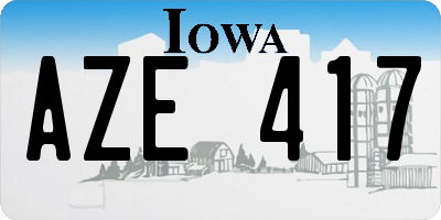 IA license plate AZE417