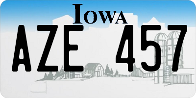 IA license plate AZE457