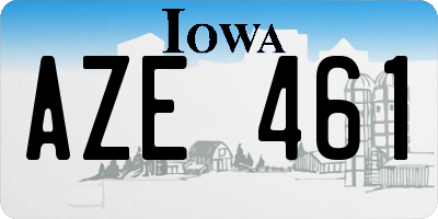 IA license plate AZE461