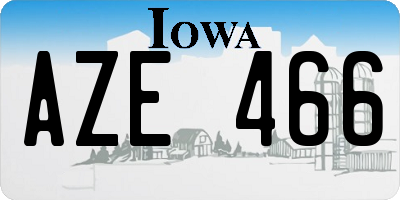 IA license plate AZE466