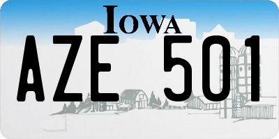 IA license plate AZE501