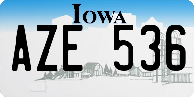 IA license plate AZE536