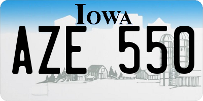 IA license plate AZE550