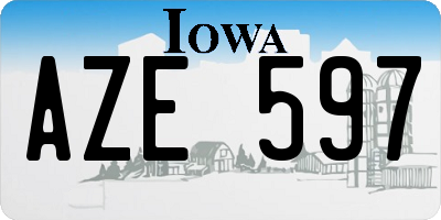 IA license plate AZE597