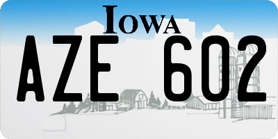 IA license plate AZE602