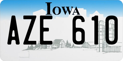 IA license plate AZE610