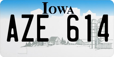 IA license plate AZE614
