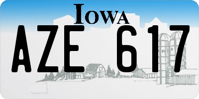 IA license plate AZE617