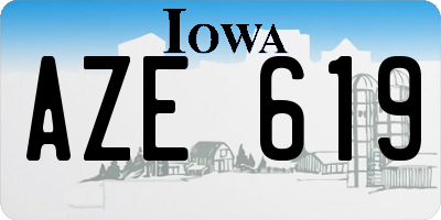 IA license plate AZE619