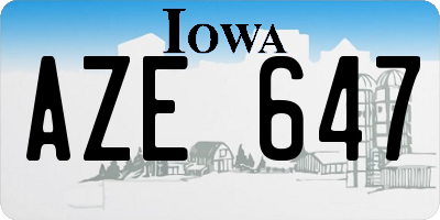 IA license plate AZE647
