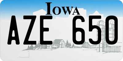 IA license plate AZE650