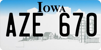 IA license plate AZE670