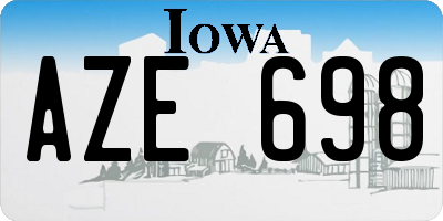 IA license plate AZE698