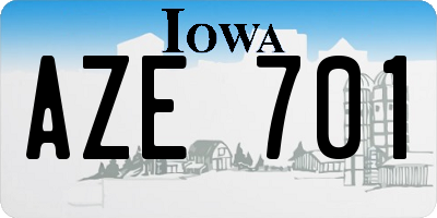 IA license plate AZE701